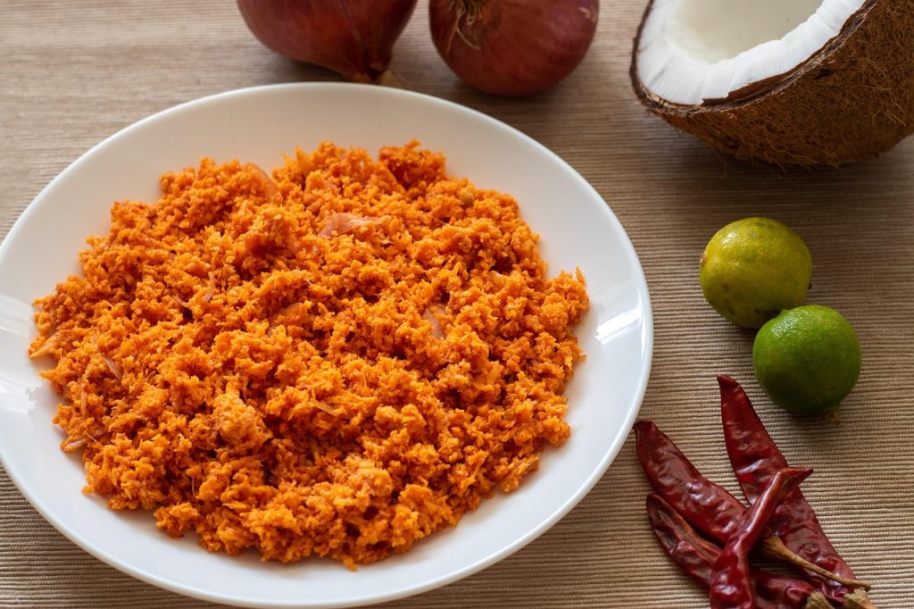 plate, chili, coconut, chilli, dish, spice, food, spicy, asian, sambola, ingredient, vegetarian, sri lanka